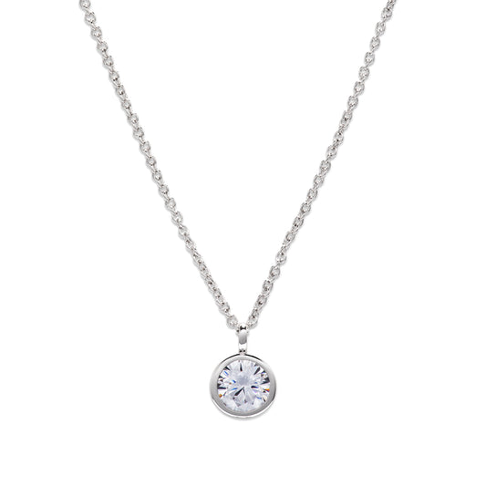 silver and cubic zirconia small round pendant