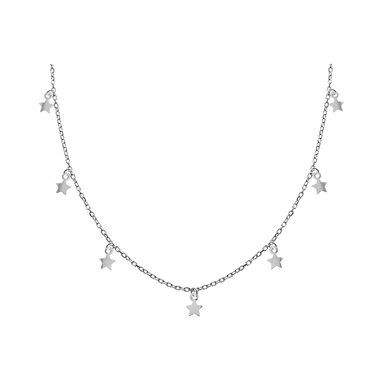 Silver star charm necklace.