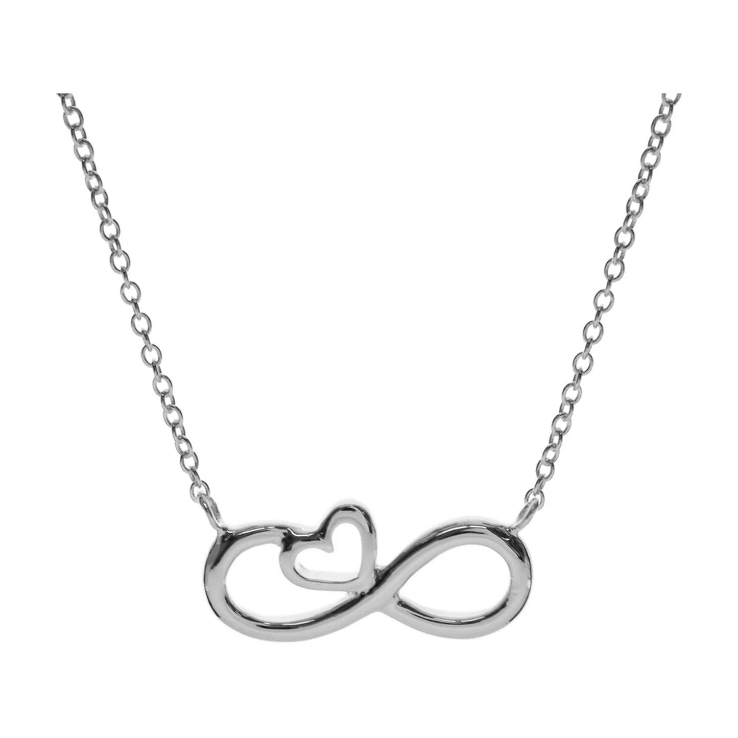 Infinite love heart silver necklace.