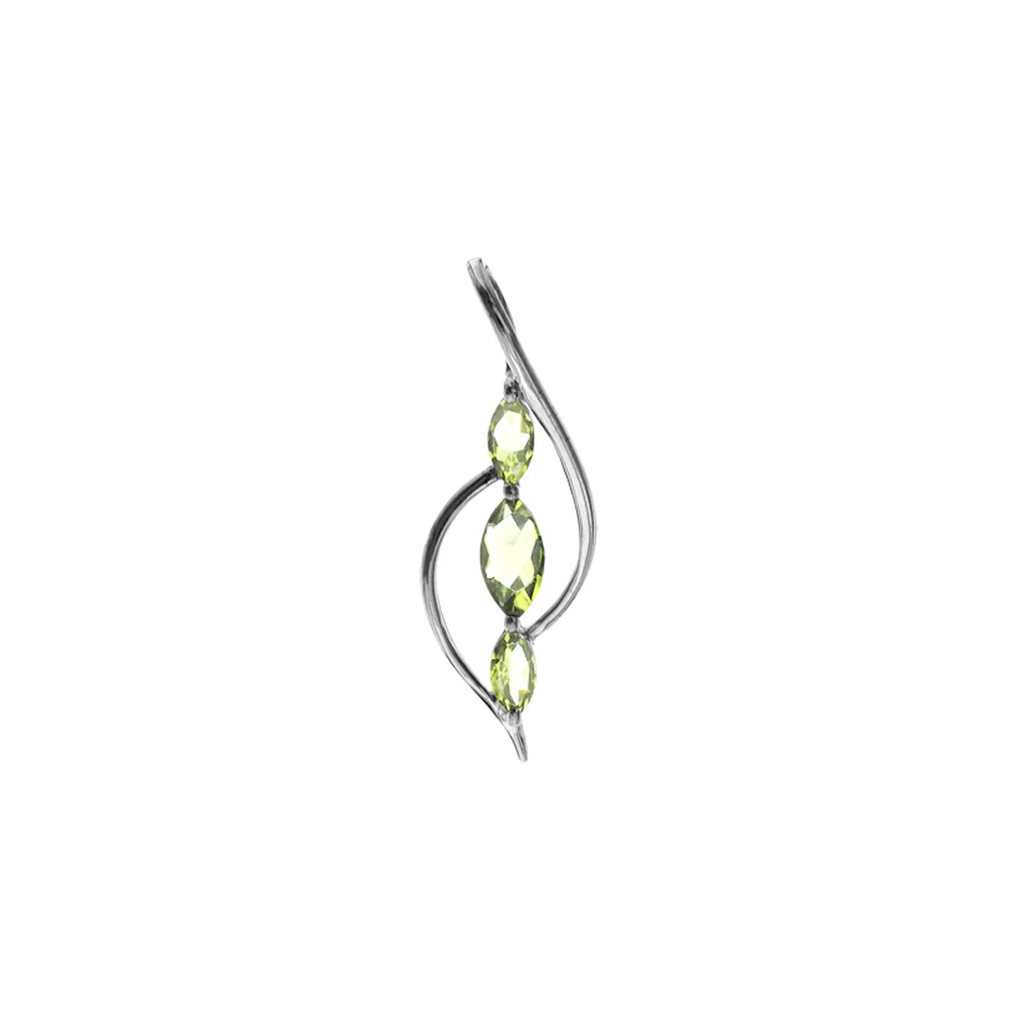 Silver and peridot triple drop swirl pendant