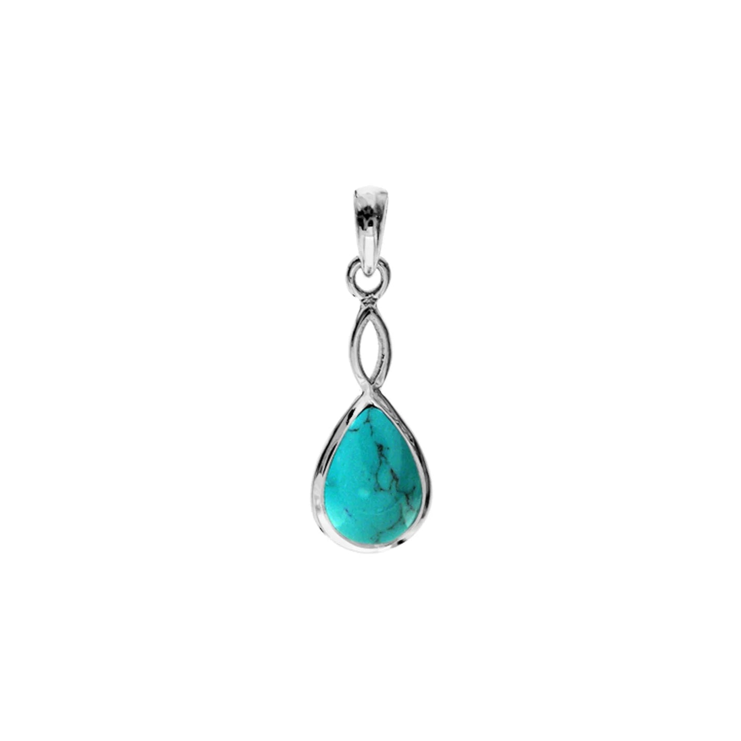 Silver and Turquoise teardrop bezel set pendant.