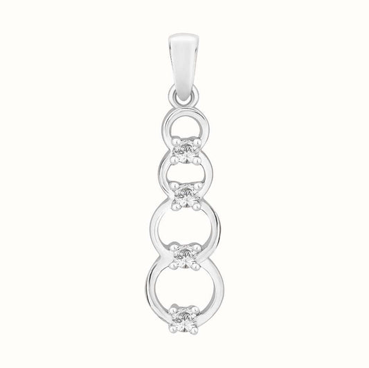 silver and swarovski crystal cascading open hoop pendant 0.10ct