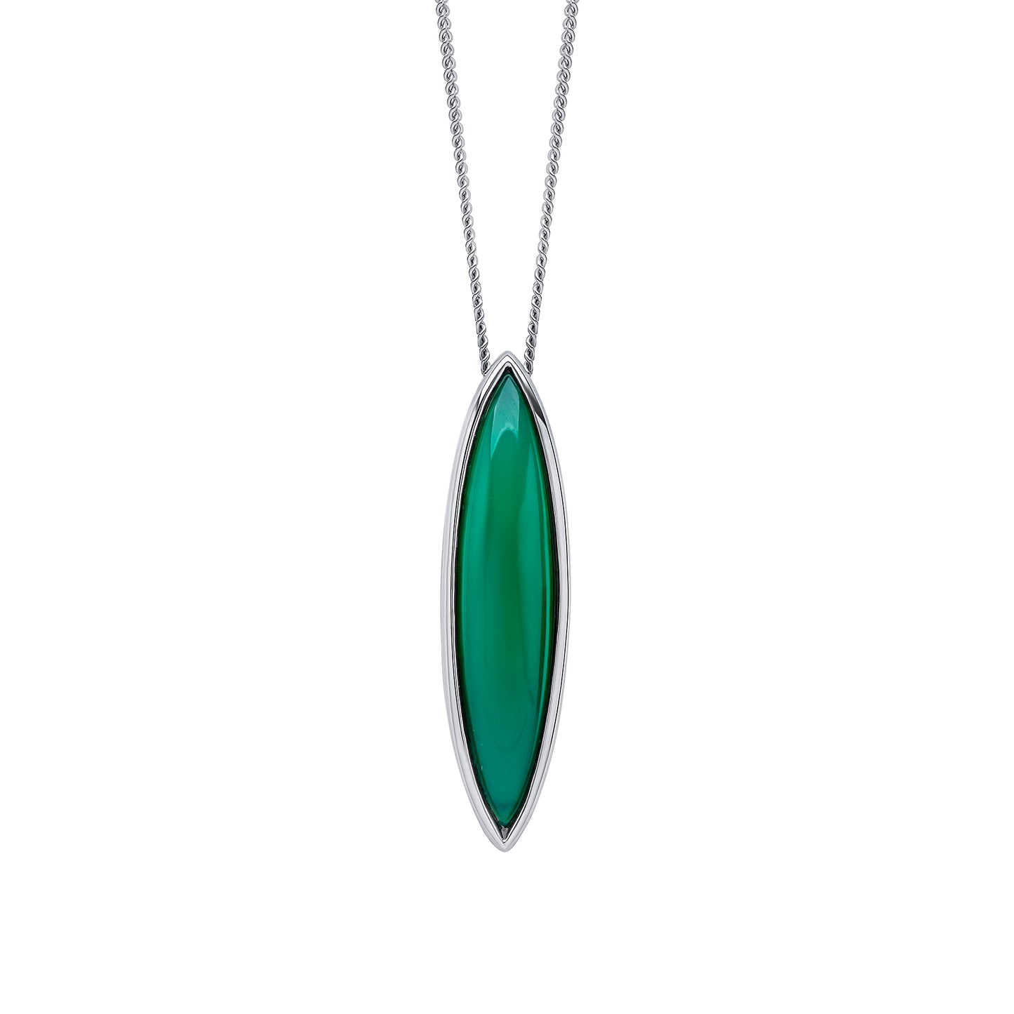 Fiorelli Silver Elongated Green Onyx Pendant