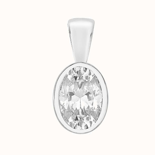 silver and cubic zirconia oval pendant 0.50ct