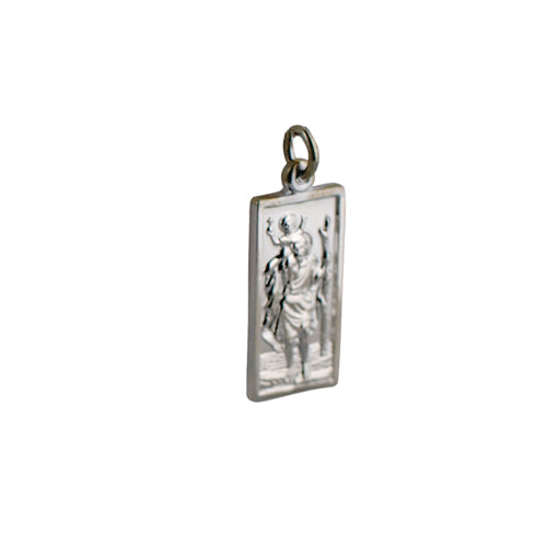 silver rectangular St christopher pendant