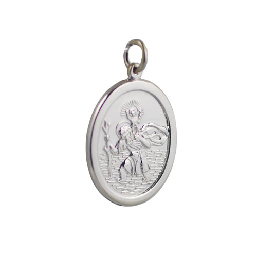 silver oval St Christopher pendant