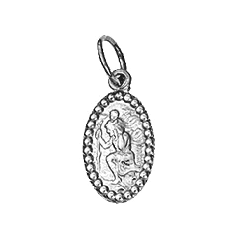 silver oval beaded edge St Christopher pendant