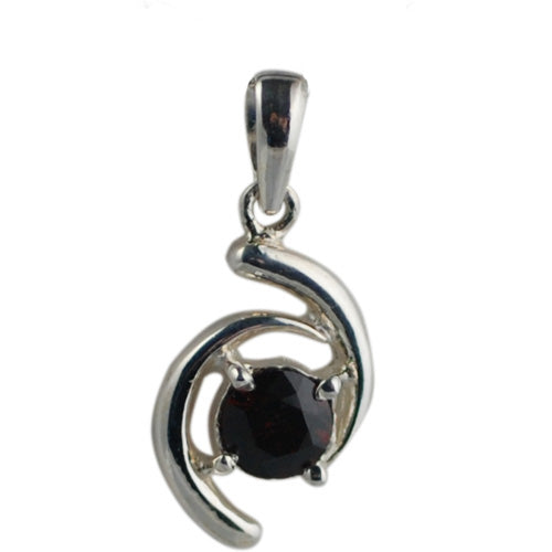 silver and garnet swirl pendant