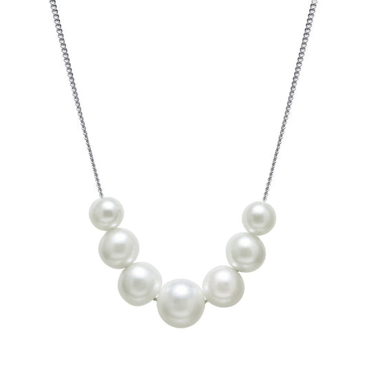 silver and white round freshwater pearl necklace