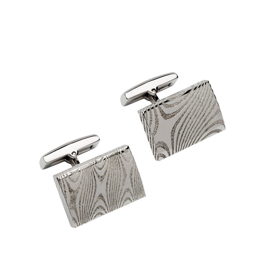 Stainless Steel rectangular patterened cufflinks