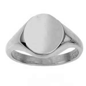 Silver soild oval gents signet ring