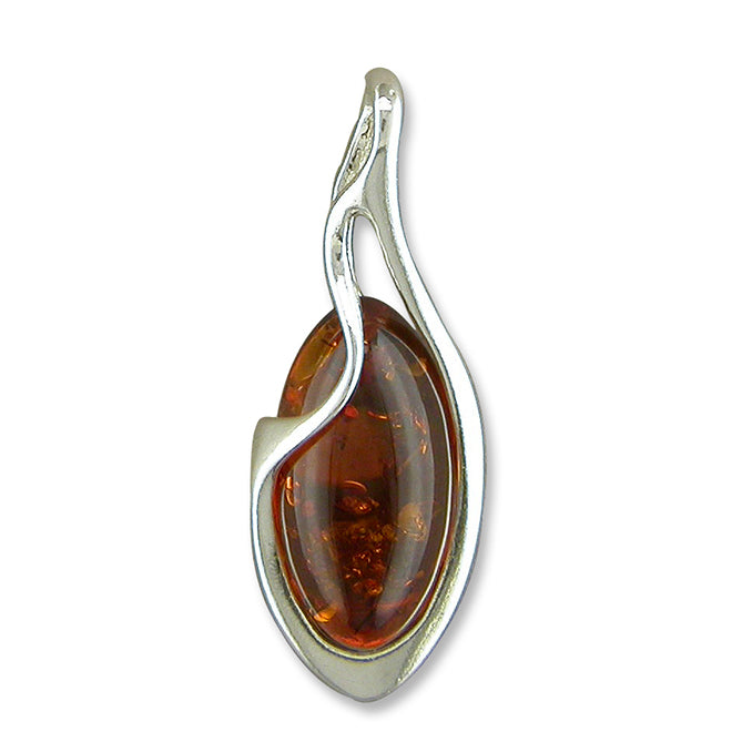 Silver and Amber zig zag pendant