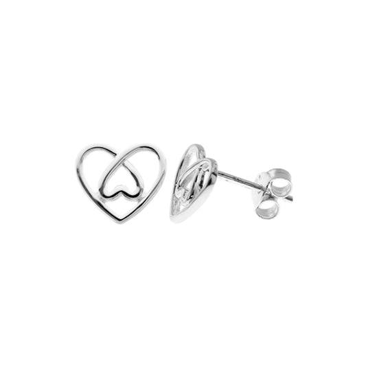 Silver Heart Stud Earrings