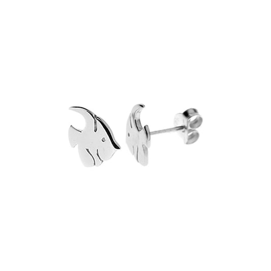 Silver Angel Fish Stud Earrings.