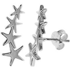 Silver shooting stars stud earrings