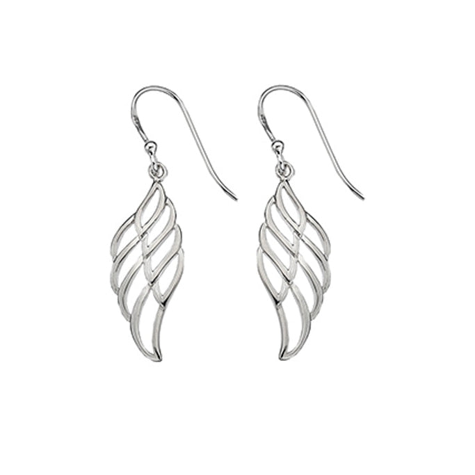 Silver leaf design drop earrings