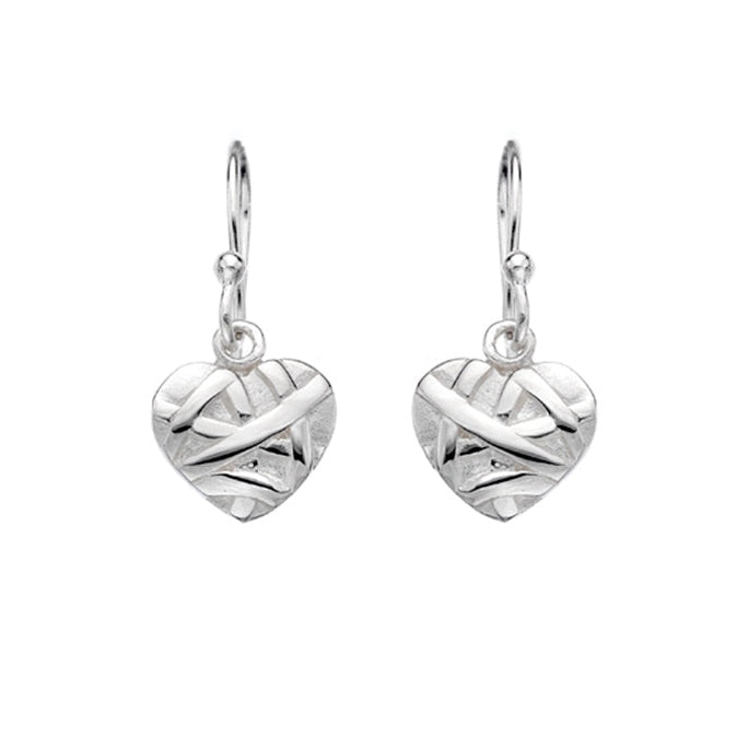 Silver heart drop earrings