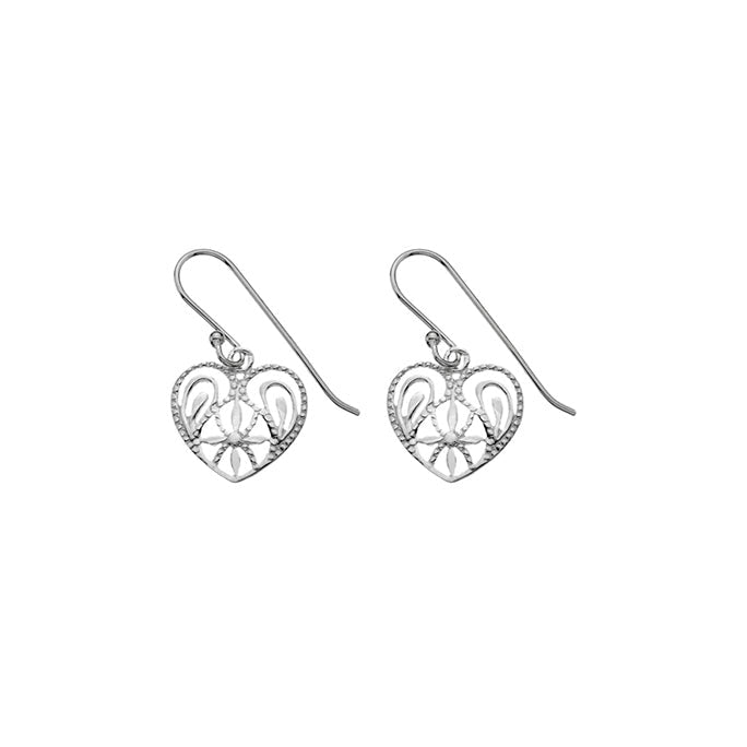 Silver heart drop earrings