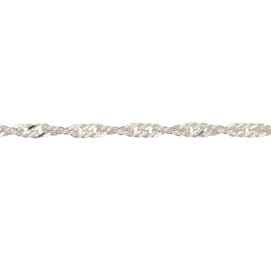 Silver twisted curb anklet 11"