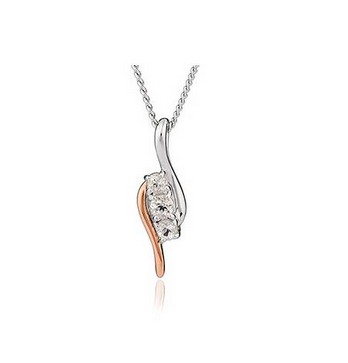 Clogau real silver, rose gold detail and white topaz pendant.