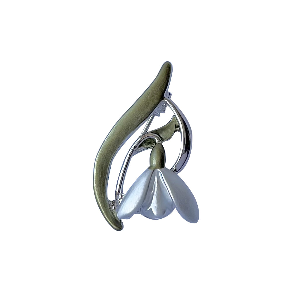 Snowdrop flower brooch