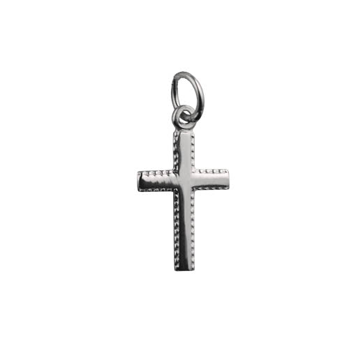 silver plain cross with grooved edge pendant