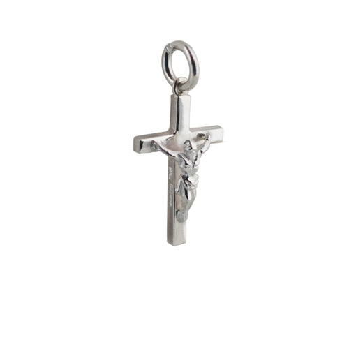 silver solid block crucifix pendant