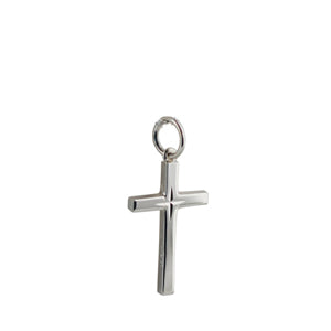 silver diamond cut star solid block cross pendant