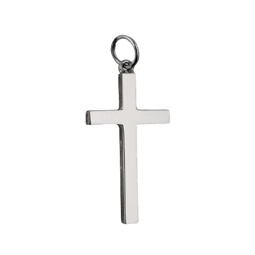 9ct white gold solid block cross pendant