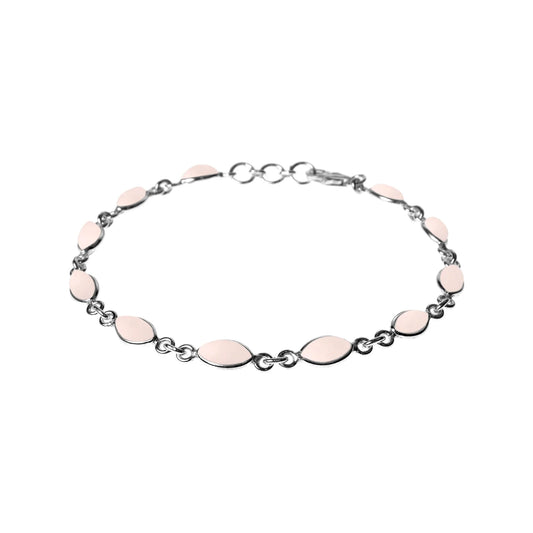 Silver and marquise Rose Quartz bracelet