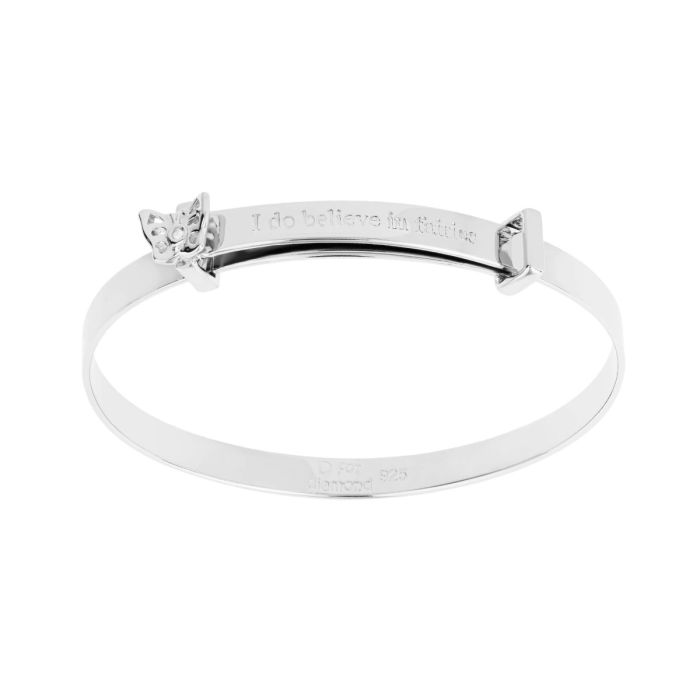 D for Diamond silver and diamond baby bangle.