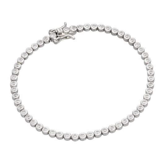 Silver And Cubic Zirconia Bezel Set Tennis Bracelet