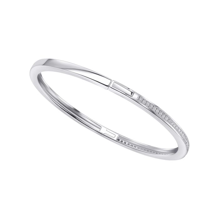 SILVER Hinged Bangle with Cubic Zirconia