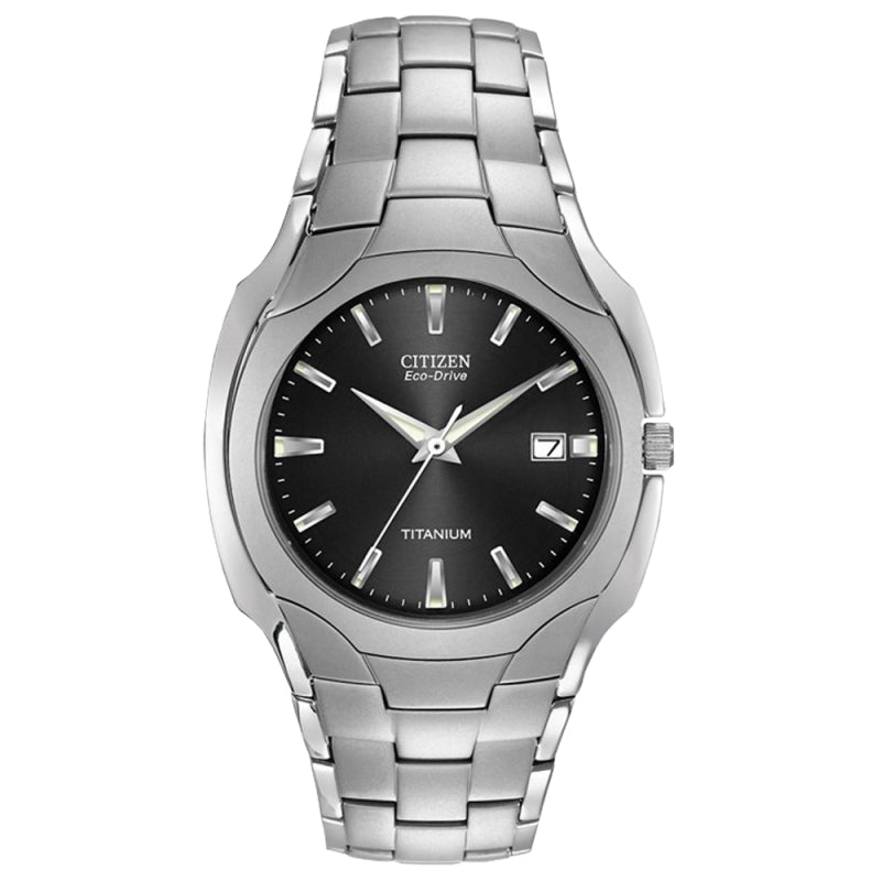 Citizen Men's Eco Drive Titanium Bracelet Black Dial