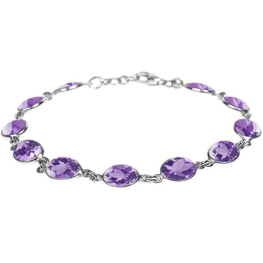 Silver and Amethyst oval faceted bracelet.