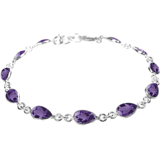 Silver and amethyst teardrop  bracelet