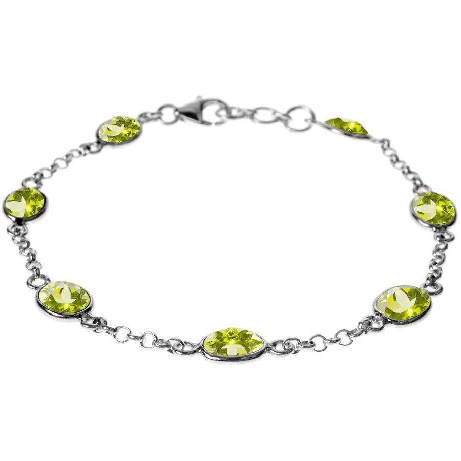 Silver and oval peridot bracelet