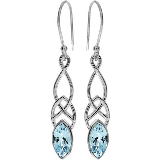 Silver and blue topaz marquise drop earrings