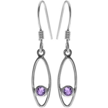 Silver and Amethyst pendant and drop earrings set