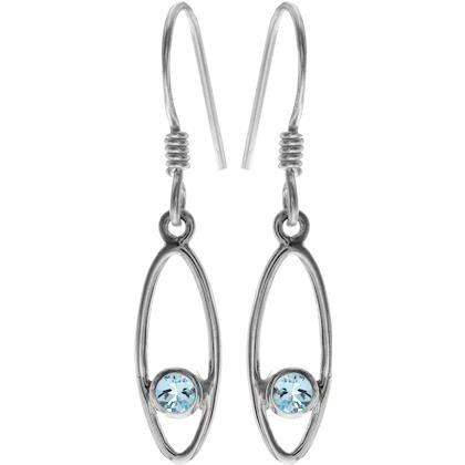 Silver and Blue Topaz open marquise pendant and earrings set