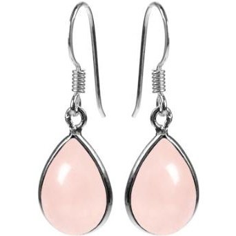 Silver and Rose Quartz teardrop drop earrings