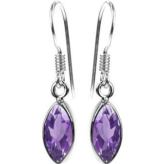 Silver and Amethyst faceted drop earrings