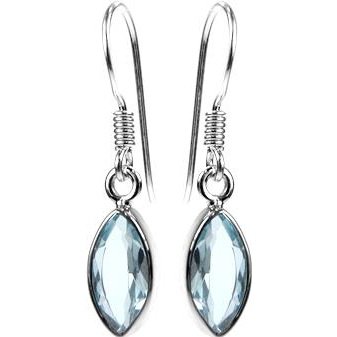 Silver and Blue Topaz Small marquise drop earrings