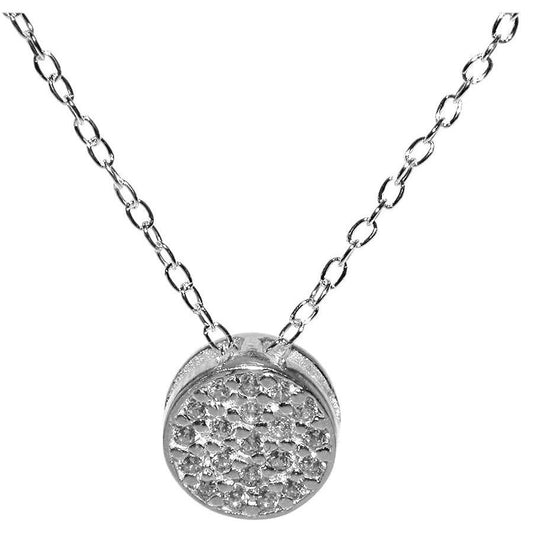 silver and cubic zirconia circular pendant