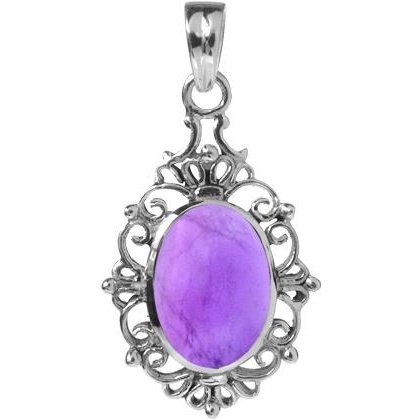 Silver and Amethyst oval pendant.