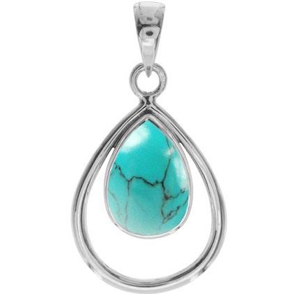 silver and turquoise open teardrop pendant