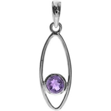 Silver and amethyst elipse pendant.