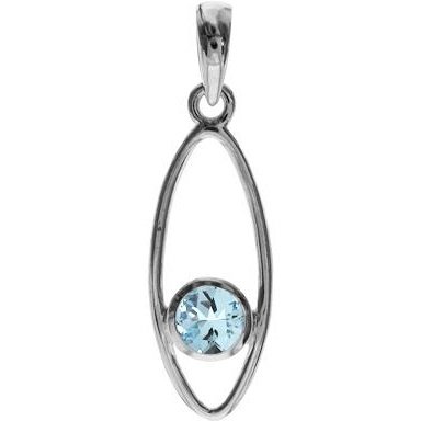 Silver and Blue Topaz open marquise pendant and earrings set