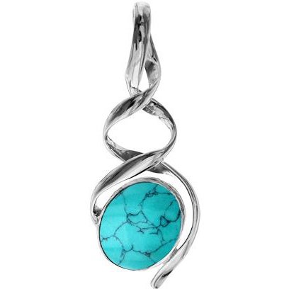 silver and turquoise double helix pendant