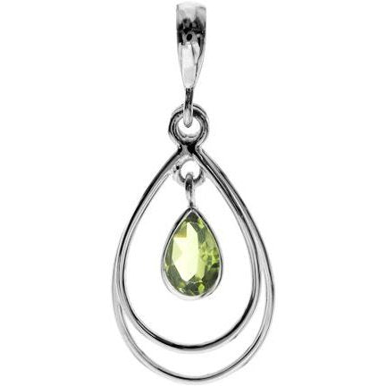 silver and peridot teardrop pendant